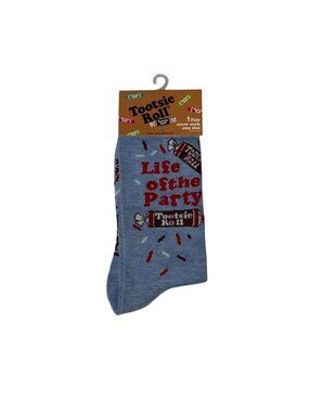 Tootsie Roll Crew Socks Candy Novelty Blue Mens Size 6-12 New